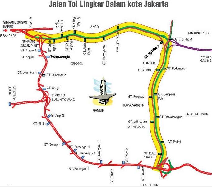 peta jalan lingkar dalam jakarta